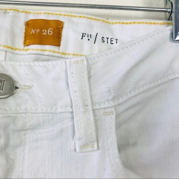 Anthropologie Pilcro Letterpress Stet Off White Distressed Jean Denim Shorts 26 - Picture 4 of 13